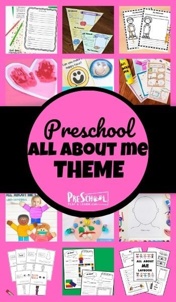 Help your preschool "learn all me" using this All About Me Preschool Theme! Your toddler,  pre-k, and kindergarten child will love these engaging all about me activities, all about me printables, and all about me crafts. This all about me preschool lesson is perfect for a week long study any time of the year!