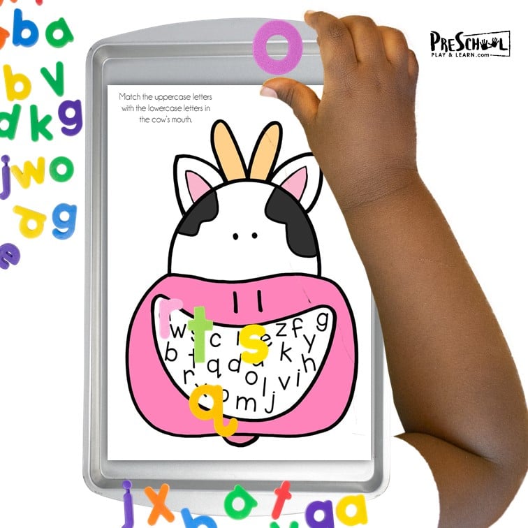 Feed the Cow Alphabet Letter Matching Activity