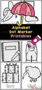 These simple bingo dauber activity sheets are a fun way to help children work on fine motor skills, coordination, and self confidence - all while learning their letters! Simply print the free alphabet dot marker printables and you are ready to play and learn with toddler, preschool, pre-k, and kindergarten age students.