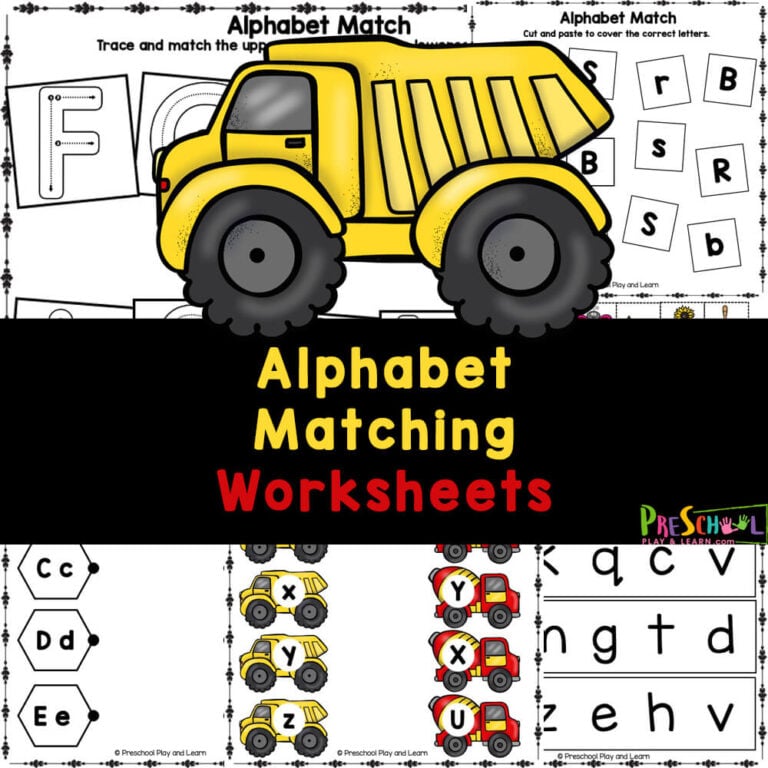 FREE Alphabet and Picture Matching Worksheets for Pre K