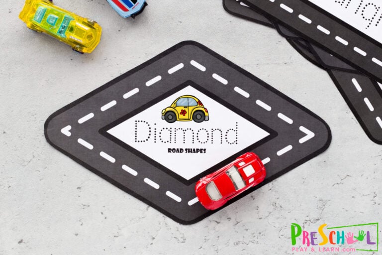FREE Printable Road Shape Mats – Shapes Activity for Preschoolers