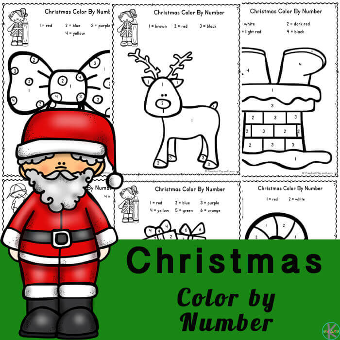 FREE Christmas Color By Number Printable Worksheets
