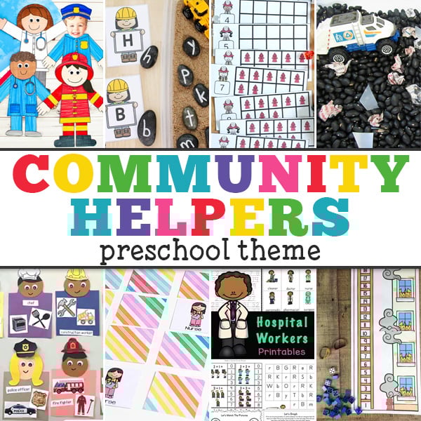 Learn all about nurses, firefighters, and construction workers with community helpers preschool theme with activities, printables, & crafts.