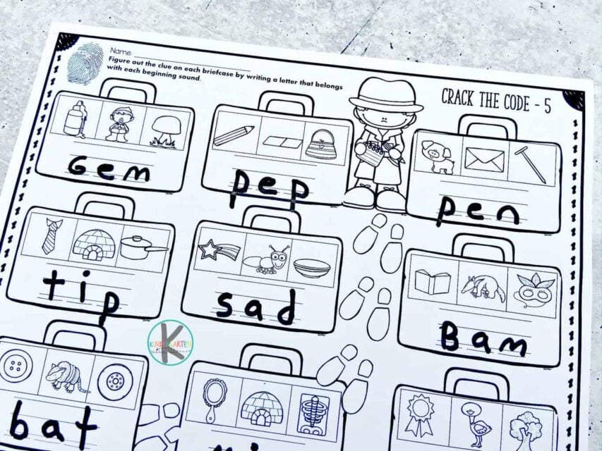 crack the code kindergarten worksheets