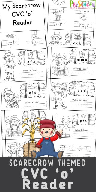 Are you in need of some Free Printable emergent readers to work on short o words to use with your students or children at home? This Scarecrow short o cvc words reader is a great way to introduce children to cvc words with the short o vowel sound. Simply print the cvc o words mini book to use with pre-k, kindergarten and first graders.