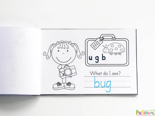 Vacation themed CVC Words Printables to practice phonics skills. Help Unscramble the letters to spell the image in the suitcase.