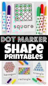 Looking for a fun way to get children to learn shapes and practice fine motor skills at the same time? These do a dot printables include 7 shapes that kids can learn to identify as well as the shape name too. These dot marker printables are not only great for learning common shapes, but are loads of fun for kids to use bingo daubers (also known as dot markers and bingo markers) These dot marker printables free are great for toddler, preschool, pre-k, and kindergarten age students as an engaging shape activity for preschoolers to do with a shape worksheet. Simply print do a dot printables free pdf and you are ready to dab and learn!
