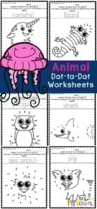 Young children will have fun making animals with these fun animal dot to dot printables. For this dot to dot worksheets children will practice counting while strengthening fine motor skills. These dot to dot printables preschool,  pre-k, kindergarten and even first grade is perfect for an animal theme or animal activities that requires NO PREP! Simply print the animal printables and you are ready to play and learn with dot to dot free printables.
