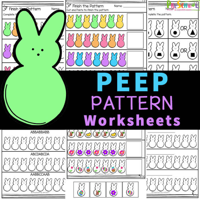 FREE Printable Peep Easter Pattern Worksheets Preschool