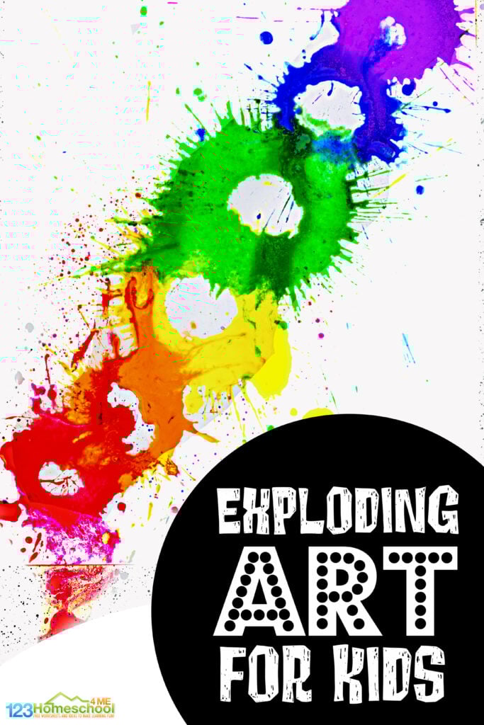 Get ready for an EPIC exploding paint art project that will thrill kids of all ages! In this paint explosion kids will create a very unique work of art with the fun process of painitng using alka seltzer for kids! This silly, zany, and outrageously FUN summer art project is sure to delight even your art resistent crowd that doens't like making crafts. These film canister rocket activity is perfect for toddler, preschool, pre-k, kindergarten, first grade, 2nd grade, 3rd grade, and 4th graders too. 