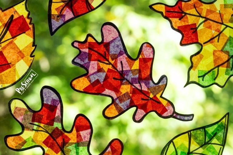 EASY Fall Leaf Suncatcher Craft for Preschool – Free Printable Template!