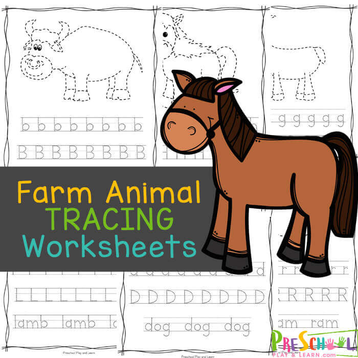 Farm Animal Alphabet Tracing Worksheets