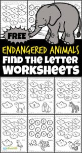 Preschoolers and kindergarteners will love working visual discrimination and letter recognition as they practice identifying uppercase and lowercase letters with these endangered animals, free printable, Find the Letter worksheets.