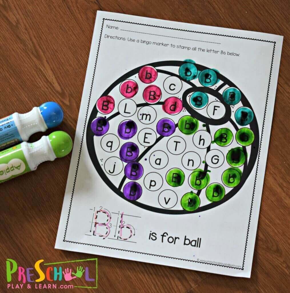 practice letter identification with these Find the Letter preschool worksheets with do a dot markers and alphabet tracing for toddler, prek, preschool, and kindergarten students