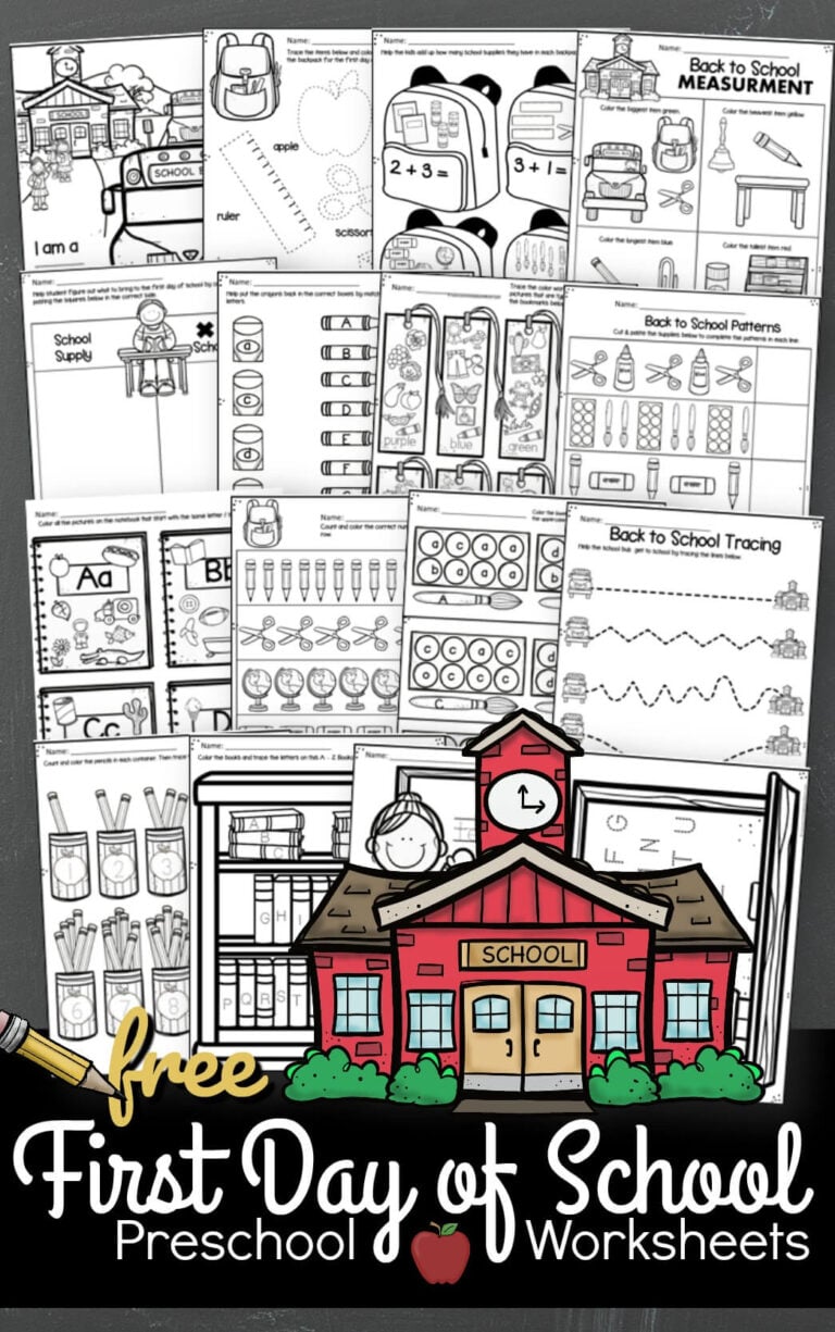 FREE Printable Back to School Pre-K Worksheets