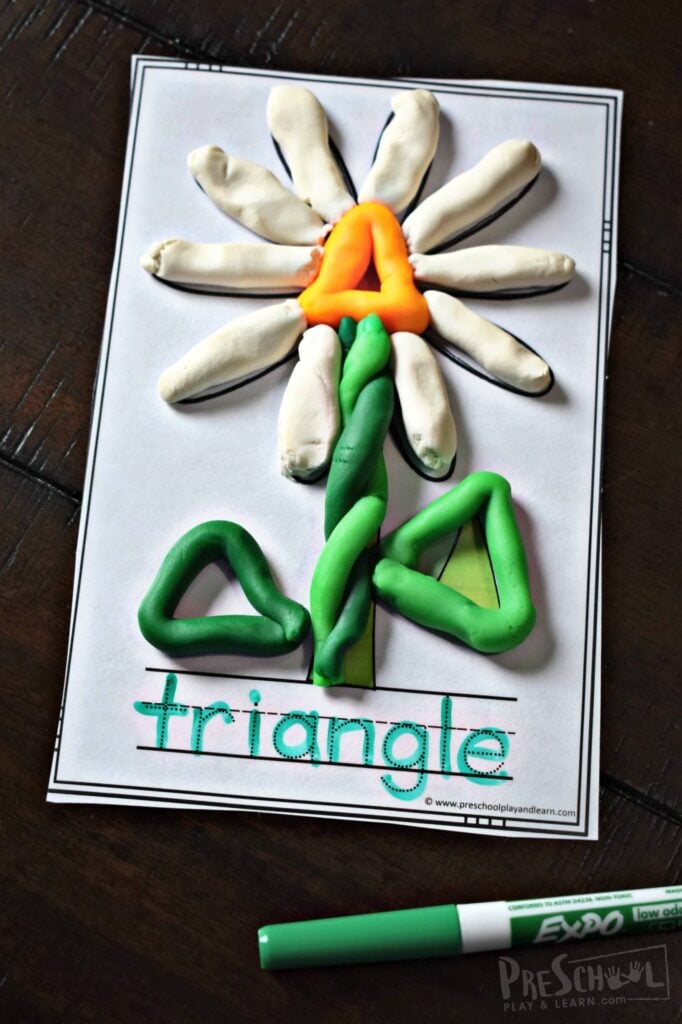 Kids will have fun making a flower out of playdough with these flower playdough mats.