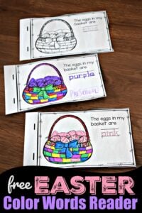 FREE Easter Color Words Reader - this is such a fun Easter themed activity for teaching colors to preschoolers. #toddler #preschool #easter