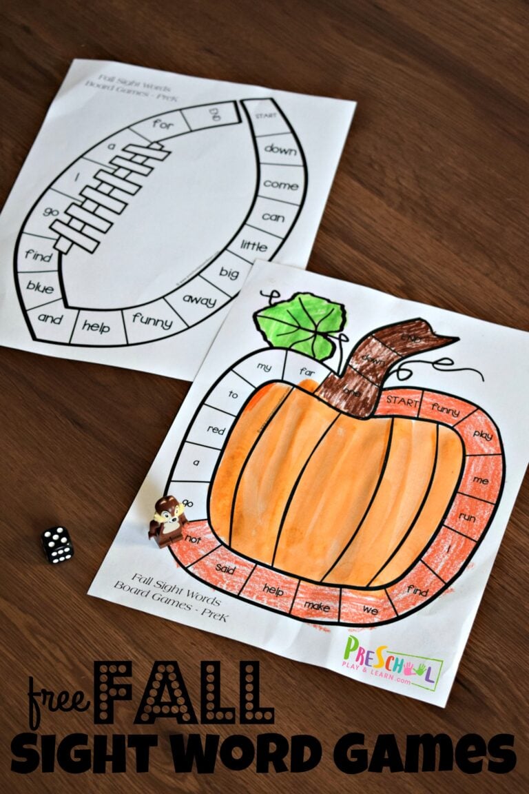 FREE Printable Fall Sight Word Games