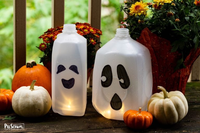 Ghost Milk Jugs Craft and Halloween Activity