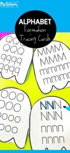 Kids will have so much fun learning their alphabet letter writing formation with these abc letter tracing activity perfect for Octoboer. This Ghost printable is a great way to sneak in some tracing letters as a halloween activities for preschoolers. 