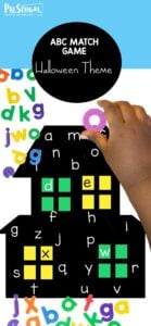 Sneak in a fun, educational matching ABC game with this halloween activity. This Halloween ABC game is perfect for preschool, pre-k, and kindergarten children who are learning to match upper and lowrecase letters. Simply print the halloween printables to play and learn with this halloween activities for preschoolers!