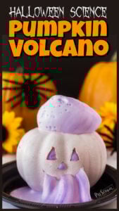 You've got to try this EPIC Jack-o-Lantern pumpkin volcano project! Kids will go nuts when the foam comes pouring out the silly carved pumpkin face in this halloween science experiments! I love teaching pumpkin science by using pumpkin activities to get kids eager to learn and engaged in science! I will show you how to make volcano. These pumpkin science experiments are a MUST try pumpkin STEM with preschool, pre-k, kindergarten, first grade, 2nd grade, and 3rd graders too.