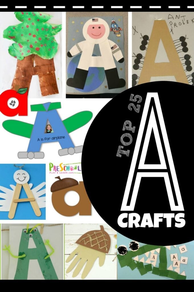 Letter A Crafts - both uppercase and lowercase letter crafts for toddler, preschool, and kindergarten age kids learning their abcs. #alphabet #craftsforkids #preschool