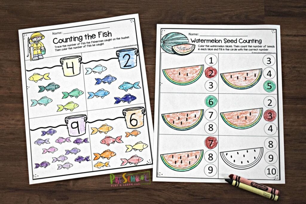 FREE Summer Preschool Worksheets are such a fun way for preschoolers and kindergartners to practice math this summer
