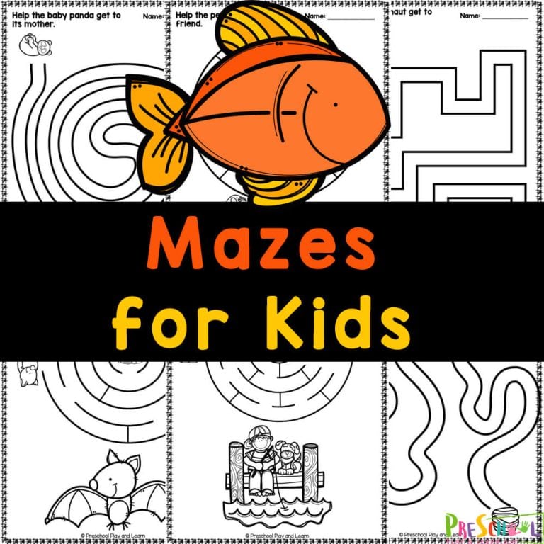 FREE Printable Preschool Mazes for Kids