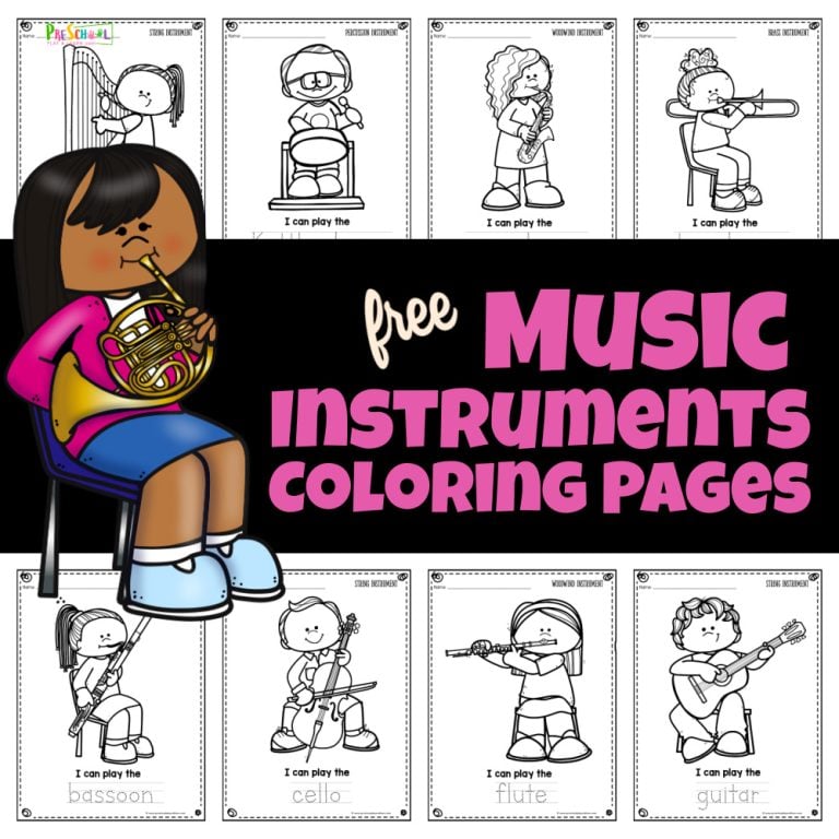 Free Cute Music Instrument Colouring Pages