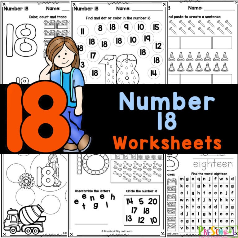 FREE Printable Number 18 Tracing Worksheets