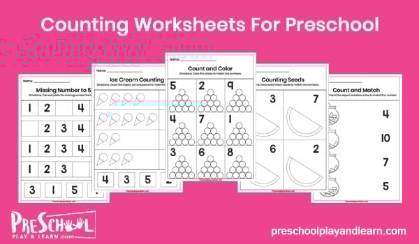 Printable Counting Worksheets for Preschool – Numbers 1-10