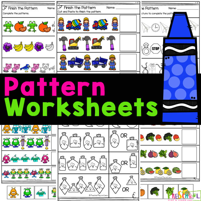 Practice patterns for kids with these super cute, pattern worksheets. These no prep pre-k pattern worksheets are quick and EASY!