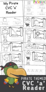 Are you in need of some Free Printable short vowel readers to use with your students or children at home? This super cute, free printable Pirate Themed CVC Words  Short a reader is a great way to introduce preschool, pre-k, kindergarten, and first grade students to cvc short a words with a fun cut and paste worksheet style activity.
