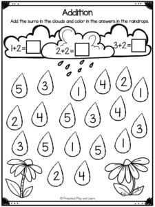 Preschool addition worksheet