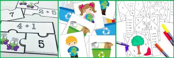 earth day math activites for preschool, pre k kindergarten age students