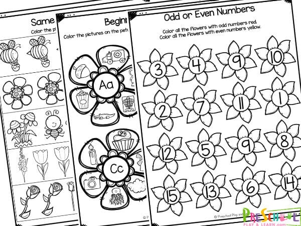 Preschool spring worksheets