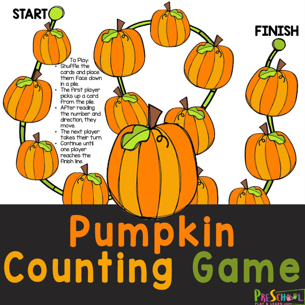 Super cute, free printable, Pumpkin Counting Game works on counting from one through five while playing a fun math game for October.