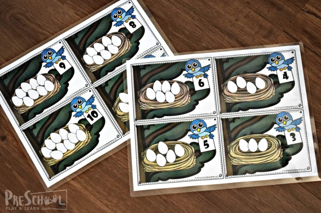 Print the spring counting cards and laminate them for durability