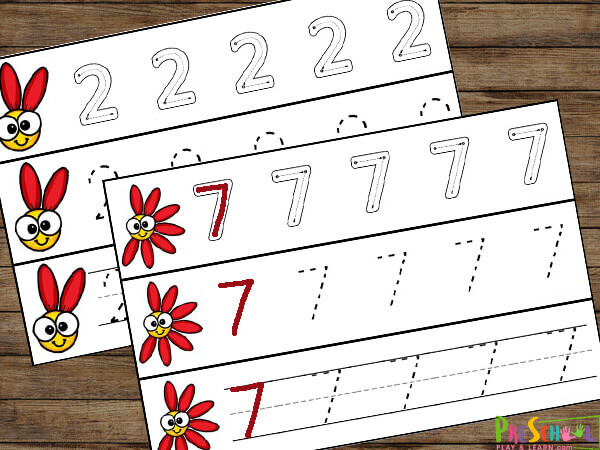 FREE Spring Flower Counting & Tracing Numbers 1-10 Worksheets