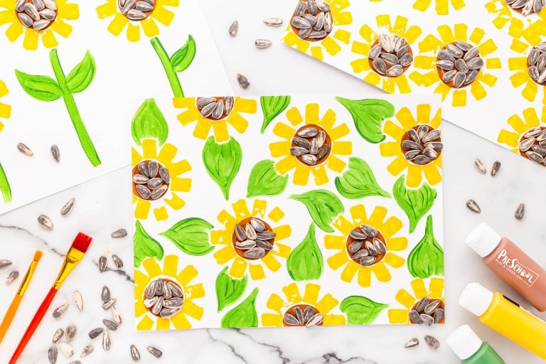 TP Roll Easy Sunflower Painting Craft for Preschool