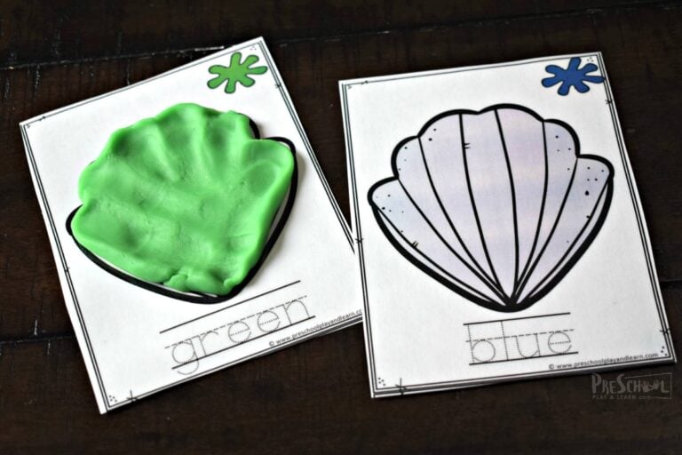 FREE Summer Seashell Color Playdough Mats