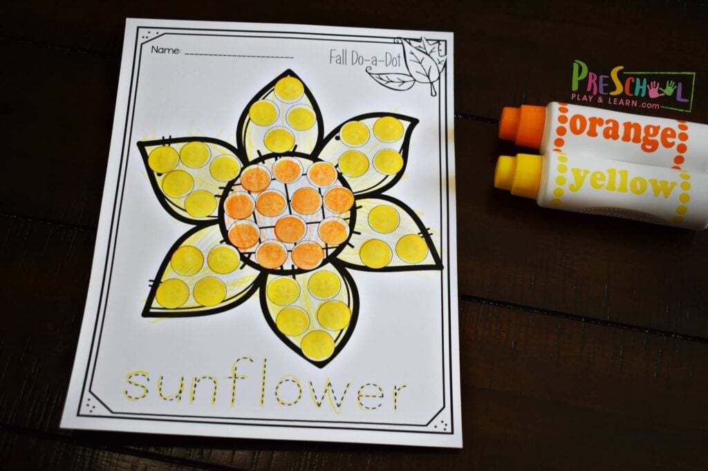 Sunflower Fall BIngo Dabuter Printables