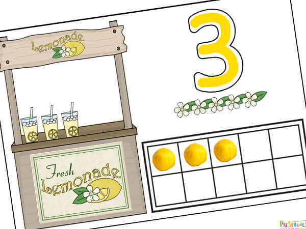 Lemonade Stand Activity for Preschoolers – Playdough Counting to Ten