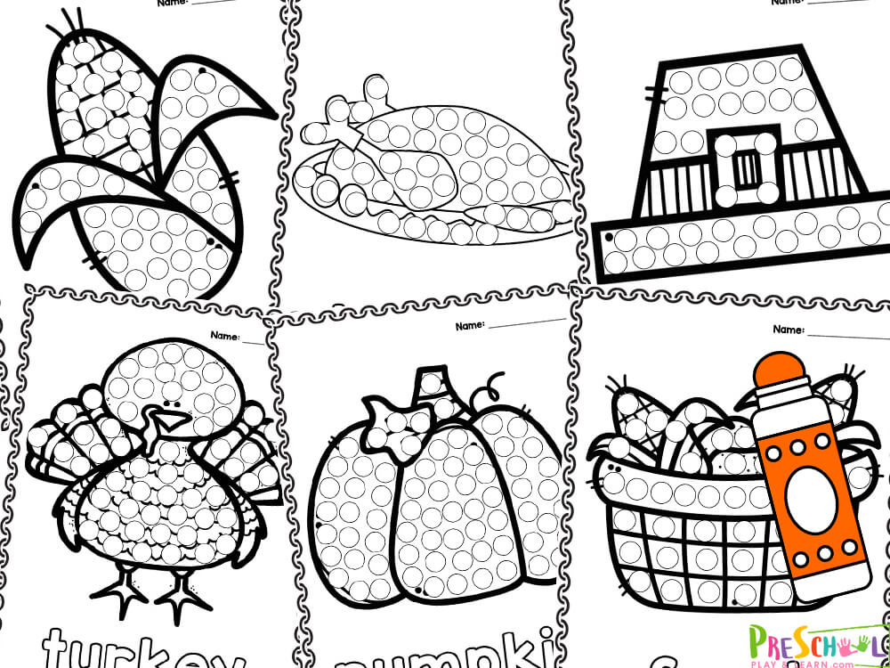 While completing these worksheets, children will be working on their fine motor skills while reinforcing learning about different types of Thanksgiving objects and having fun. Once they have completed the pages, they will have a lovely picture which they can then use to create a book about Thanksgiving. 