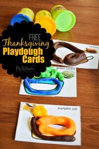 FREE Thanksgiving Playdough Cards - this is such a fun, hands-on activity or toddler, preschoolers, and kindergartners #thanksgiving #playdough #preschool