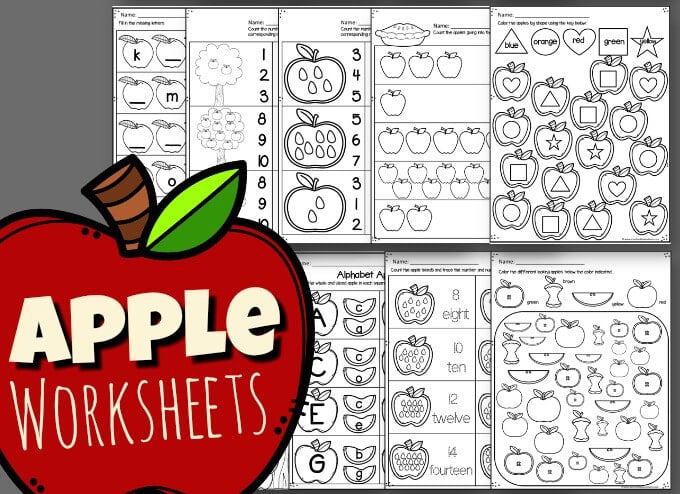 apple worksheets horizontal