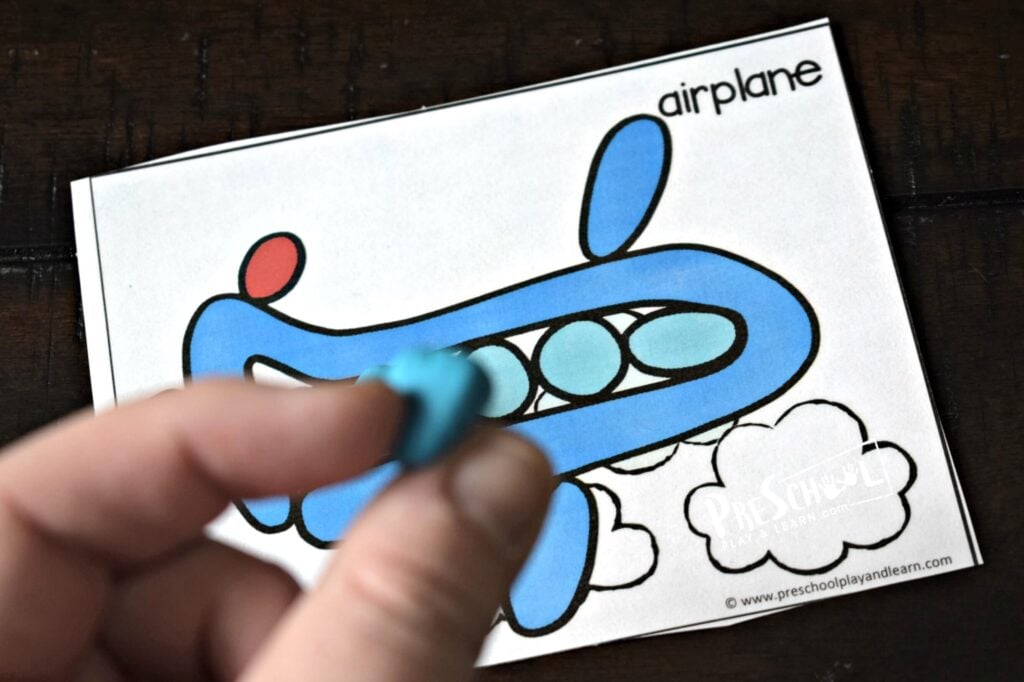 Kids will use playdough to complete the image of a mode of transportation