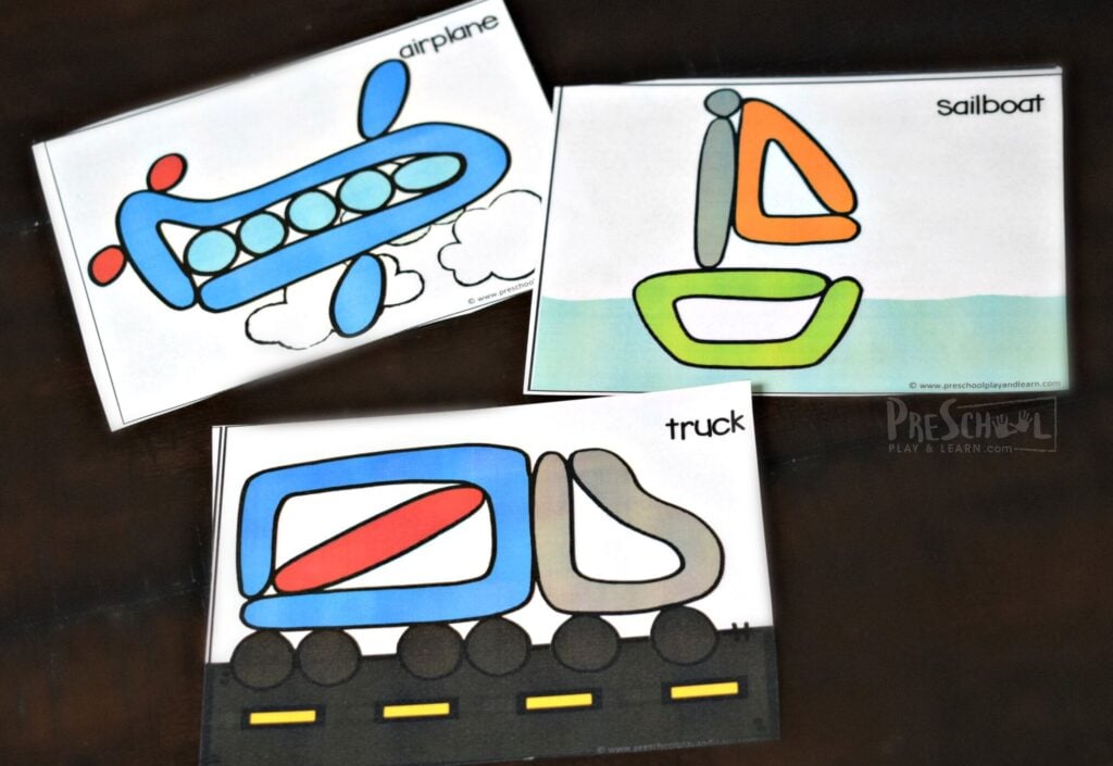 Next, cut the transportation printable into 4 cards per page.