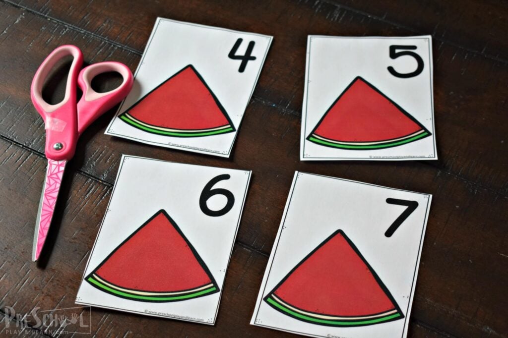 free watermelon printable for preschool math
